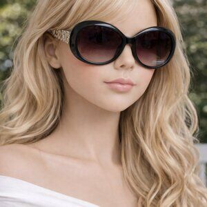 Circle Accent Oval Shaped Women's Fashion Sunglasses - 100% UV Protection